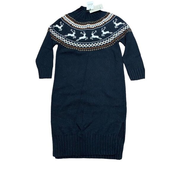Barbour Sz 4 Sweater Dress Kingsbury Knit Black Reindeer Midi Classic Cozy New - Picture 5 of 12